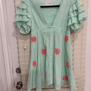 Sundress with Pink Floral Accents